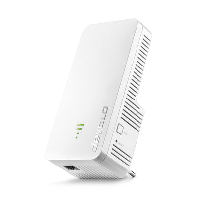 devolo WiFi 6 Repeater 3000 – Mesh WLAN Verstärker weiss. Weisser, kompakter Repeater verstärkt WLAN-Signal für bessere Abdeckung.