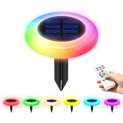 INTELAMP Solarleuchten Garten 6 Stück RGB Warmweiss mit Fernbedienung
