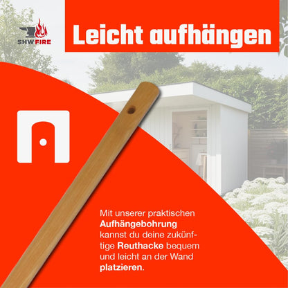SHW-FIRE Hartboden-Reuthacke, Spezialstahl, 135 cm Eschenholzstiel