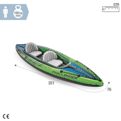 Intex Challenger K2 aufblasbares Kajak für 2 Personen, grün