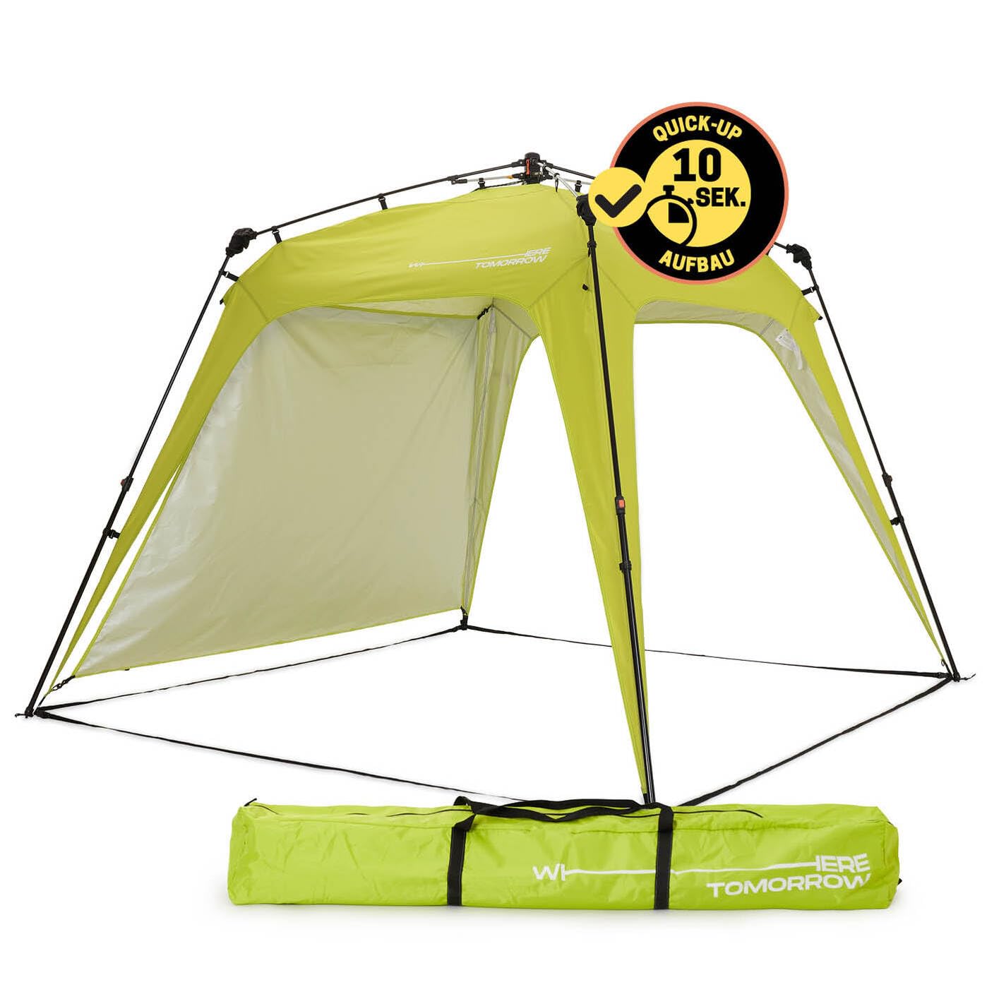 Lumaland Outdoor Pavillon 2.5x2.5m Pop Up Zelt - Grün. Quadratisches grünes Pop Up Zelt. Bietet schnellen Wetterschutz im Freien.