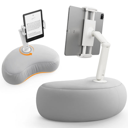 SAIJI Tablet Kissenhalter U5T, 360° verstellbar, für iPad & Kindle in Grau mit flexiblem Doppelachsenarm