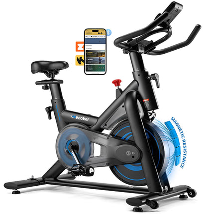 Wenoker Heimtrainer Fahrrad mit Magnetwiderstand und App, bis 160 kg, LCD-Display und Tablet-Halterung