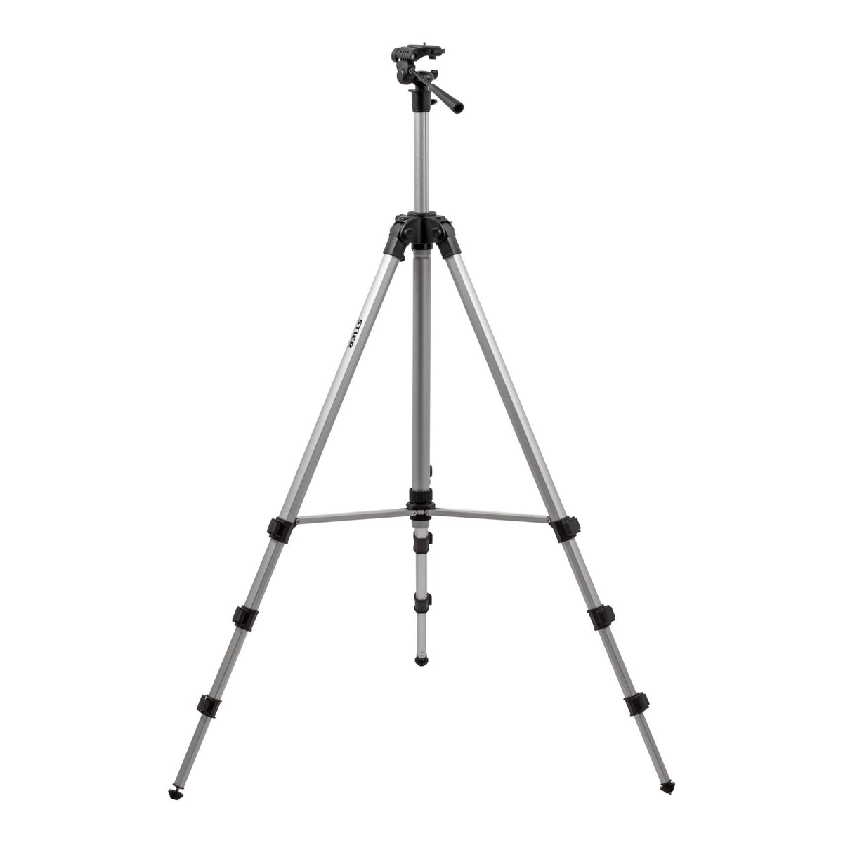 STIER Baustativ 250 cm Aluminium – Für Laser & Nivelliergeräte, silbernes Dreibeinstativ zur präzisen Nivellierung.