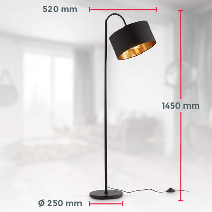 B.K.Licht Stehlampe Vintage Industrial schwenkbar – Schwarz-Gold