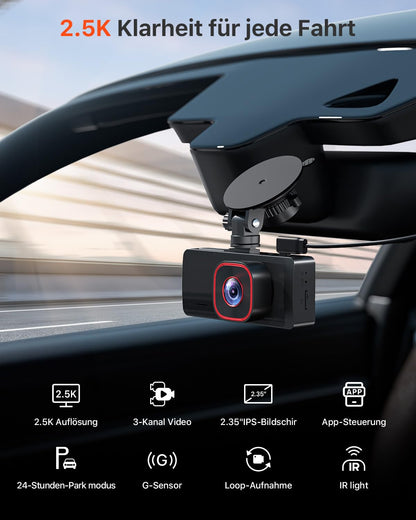 Bestsee M22pro 3-Kanal Dashcam Auto vorne hinten innen, 2.5K