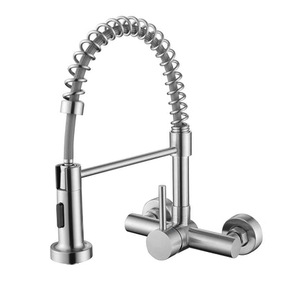 Tondiy Küchenarmatur Wandmontage Brause - Matt Edelstahl. Wandarmatur aus mattem Edelstahl mit Brause. Regelt Wasserfluss zum Spülen in der Küche.
