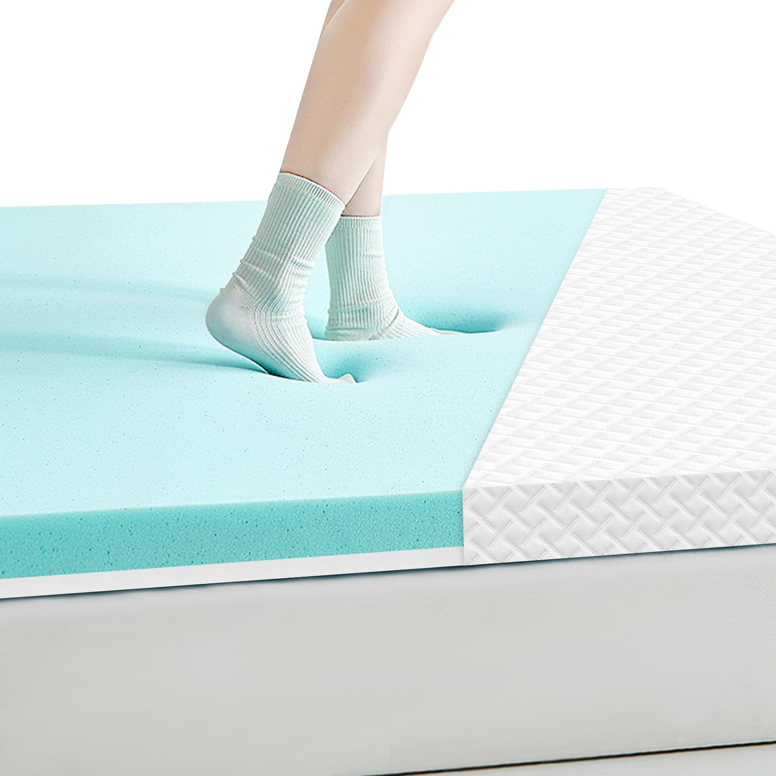 ROYGBIV Gel Topper 7cm Matratzenauflage 90x200cm H2/H3. Rechteckige Gelschaum-Auflage, weiß. Optimiert Druckentlastung & Schlafkomfort auf Matratzen.
