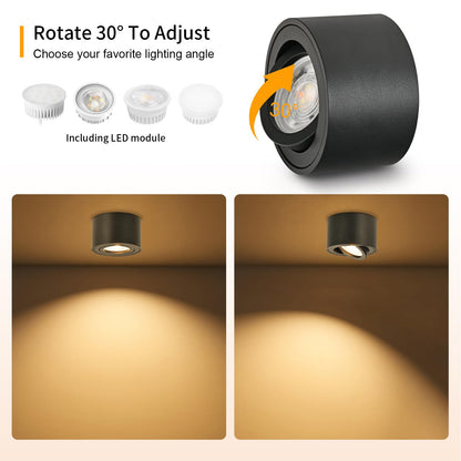 GeyouLux LED Aufbauspot dimmbar, 3CCT Deckenspot schwarz, 4 Stück