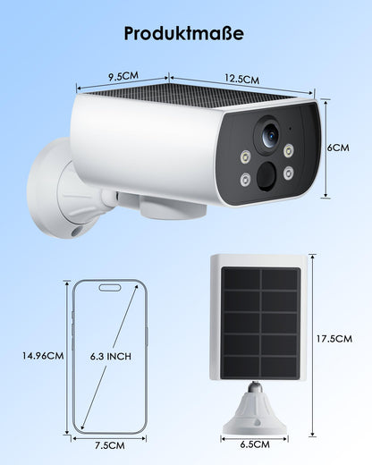 CZEview Q5 Überwachungskamera Aussen, 5MP Akku-Solarkamera mit WLAN