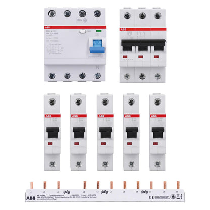 ABB FI-Schutzschalter & Sicherungsautomaten Installationsset. Modular, rechteckig. Schützt Stromkreise vor Überstrom und Fehlerstrom.