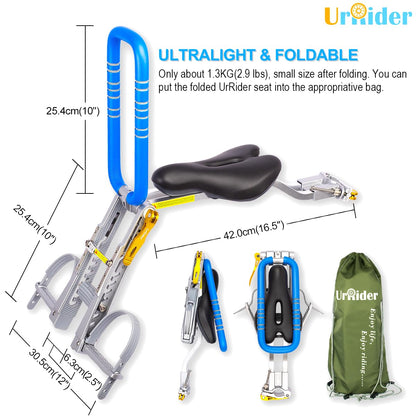 UrRider Kinderfahrradsitz vorne, faltbar und ultraleicht, blau