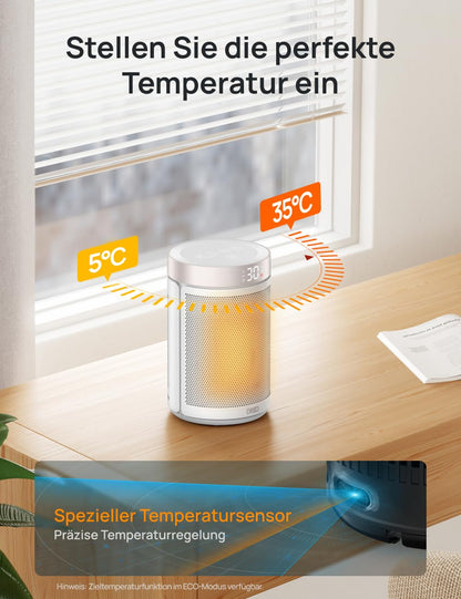 Dreo Heizlüfter DR-HSH026, 1500 W PTC-Keramik, Thermostat, Weiss