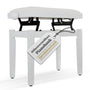 Classic Cantabile Pianobank Weiss-Hochglanz – Höhenverstellbar. Rechteckige weiße Hochglanzbank mit vier Beinen. Ermöglicht ergonomische Sitzhaltung am Klavier.
