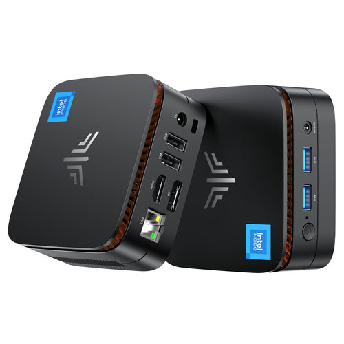 NiPoGi Essenx E1 Mini PC - Intel N150, 16GB/512GB, Win 11 Pro. Schwarzes, kompaktes Gehäuse für Office und Multimedia.