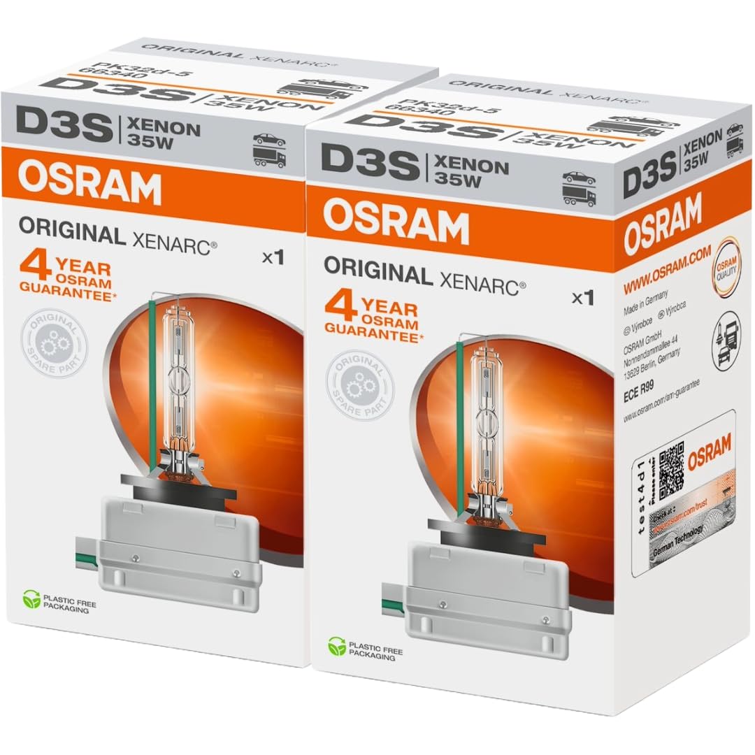 Osram D3S 66340HBI Xenarc Scheinwerferlampe 4600K – 2er Set. D3S-Xenonlampe mit Metallsockel für Kfz-Scheinwerfer.
