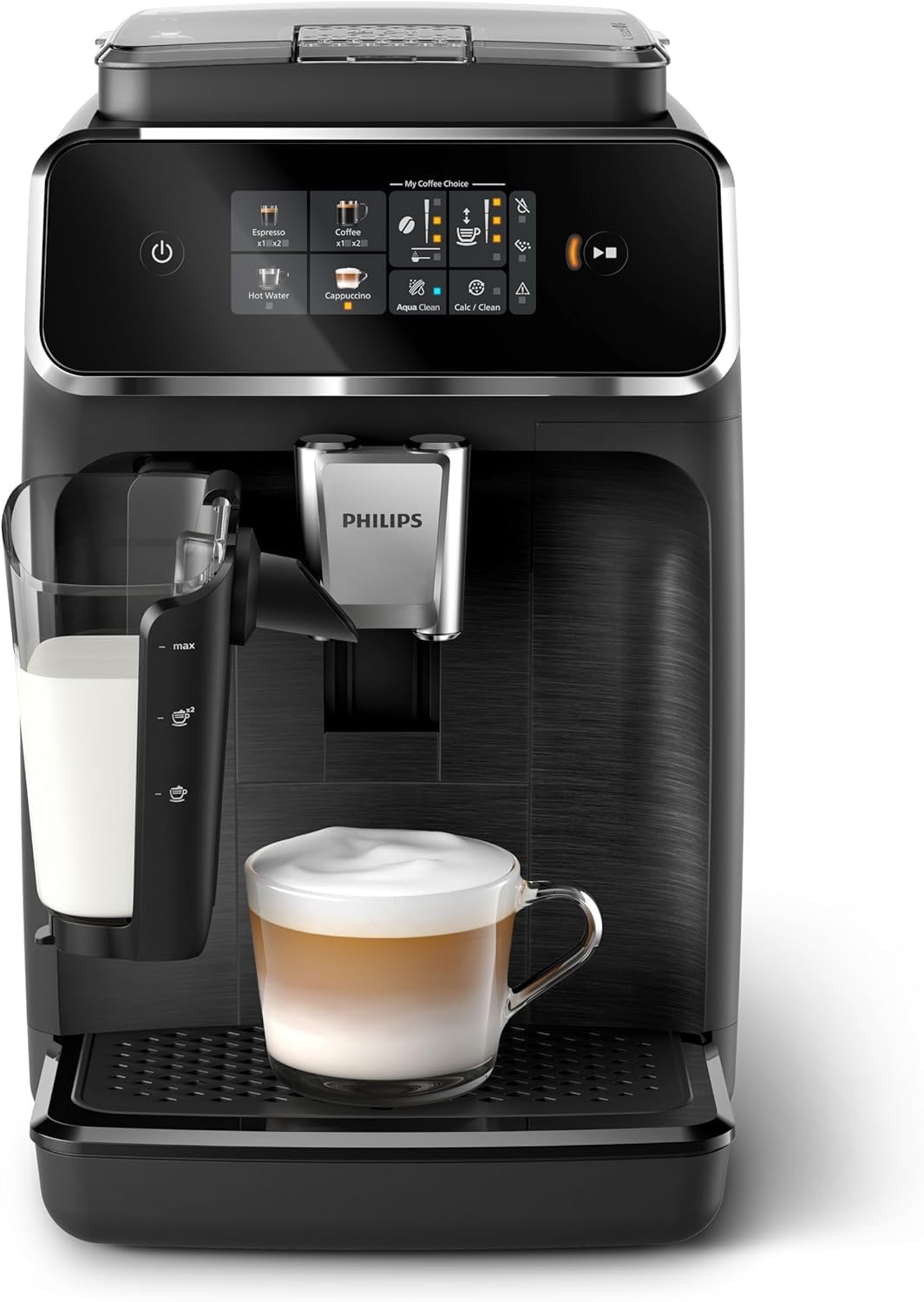 Philips EP2330/10 Kaffeevollautomat LatteGo Mattschwarz. Rechteckiges Gerät für Kaffeespezialitäten mit LatteGo Milchsystem.