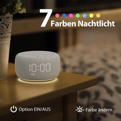 BUFFBEE RS 11 Radiowecker mit UKW-Radio, Nachtlicht und Dimmer, Weiss