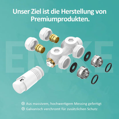 EMKE Multiblock Heizkörper Hahnblock Mittelanschluss mit Thermostat
