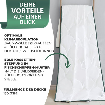 Welldora Thermosilk Sommerdecke 220x240 cm mit Wildseide-Füllung