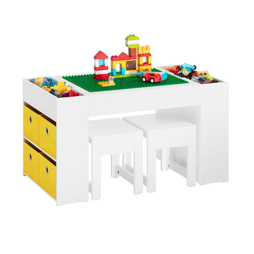 SoBuy Kindersitzgruppe KMB75-W mit Stauraum – Weiss. Weiße Sitzgruppe für Kinder, mit Tisch, zwei Stühlen und integriertem Stauraum. Ideal zum Spielen.
