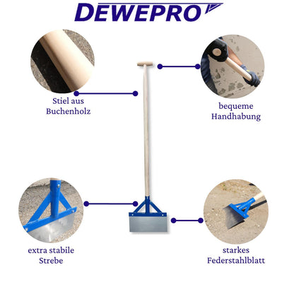 DEWEPRO Stossscharre mit Holzstiel und Federstahlblatt 300 mm