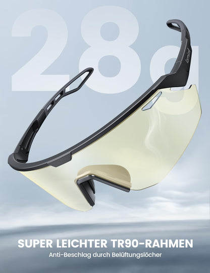 Lamicall Fahrradbrille selbsttönend UV400, ultraleichte Sportbrille