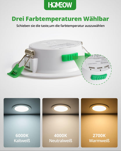 HOMEOW 20er Set LED Einbaustrahler dimmbar 7W IP44 – wählbar