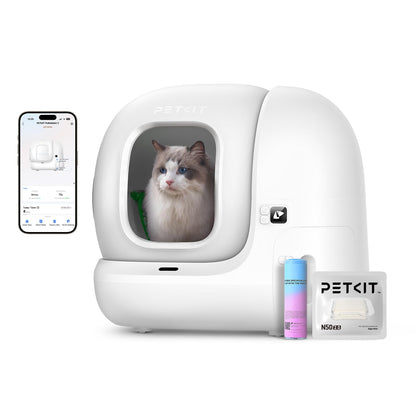 PETKIT Pura Max 2 selbstreinigende Katzentoilette N50 für mehrere Katzen, weiß, geschlossen. Entfernt Kot und Urin automatisch.