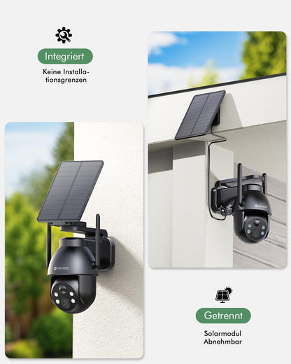 YESYAMO 2K Überwachungskamera Aussen mit Akku, Solarpanel, Pan/Tilt