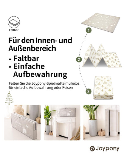 Joypony Krabbelmatte Baby, faltbare Spielmatte 180x200 cm, Wald