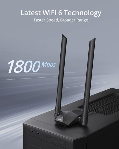 BrosTrend AX1800 WiFi 6 WLAN Stick USB Dualband mit 2x 5dBi Antennen
