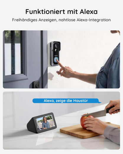 BOIFUN WLAN Video Türklingel mit Kamera 2K, Nachtsicht und Chime, J1
