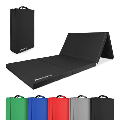 MSPORTS Turnmatte Premium Klappbar - Schwarz 190x80x5 cm. Rechteckige, klappbare Turnmatte, schwarz. Ideal für Bodentraining, Gymnastik.