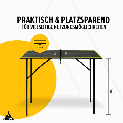 JOOLA Mini Tischtennisplatte Indoor Dark-Grey – Freizeittisch mit Netz