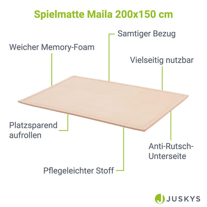 Juskys Krabbelmatte Spielmatte Samt 200x150 cm Beige