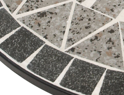 DEGAMO Bistrotisch Siena, Mosaiktisch rund 60 cm, Keramik grau/weiss