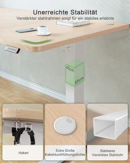 JUMMICO Elektrischer Steh-Sitz Schreibtisch 120x60 cm - Beige