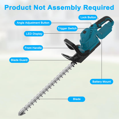 BITOON Akku-Heckenschere BTHT52, 52 cm, bürstenlos, für Makita 18V