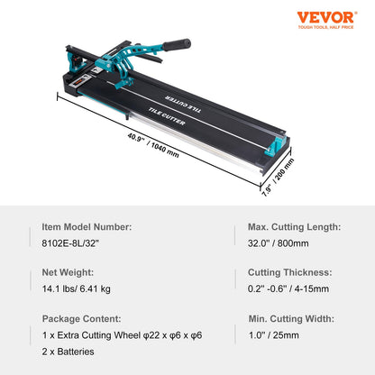 VEVOR Fliesenschneidmaschine Manuell - 800mm Schnittlänge