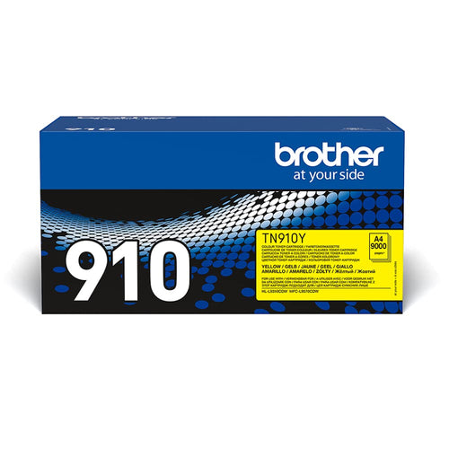 Brother TN-910Y Ultra-Jumbo Tonerkassette - gelb 9000 Seiten. Gelbes Toner-Modul liefert Toner für Laserdrucker.