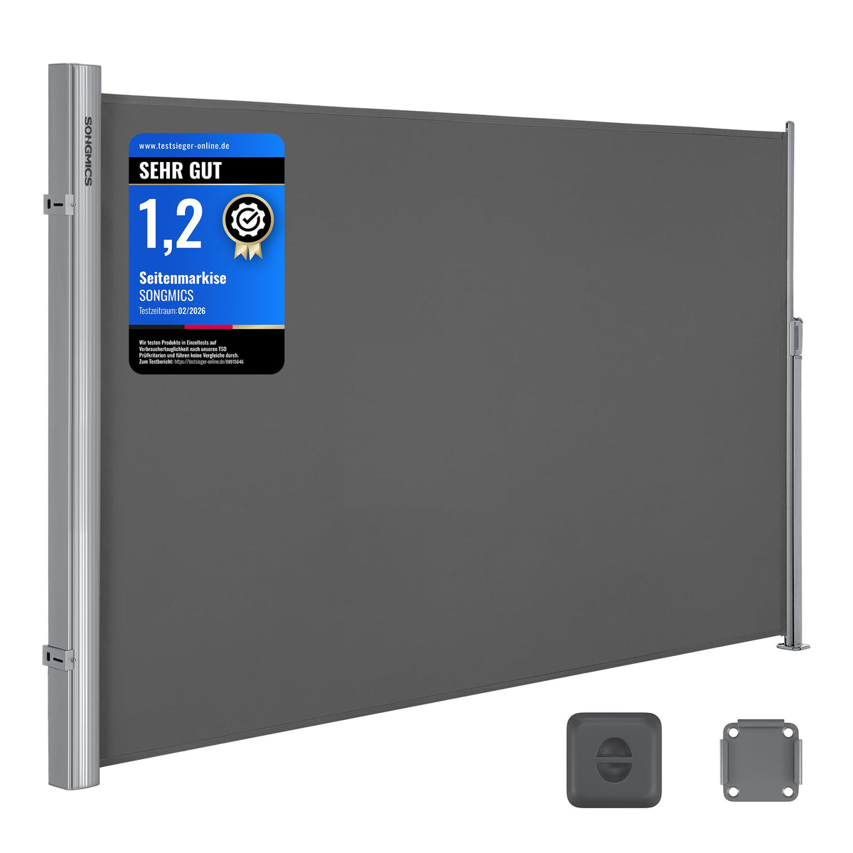 SONGMICS Seitenmarkise GSA160G, ausziehbar, 160 x 300 cm, anthrazit