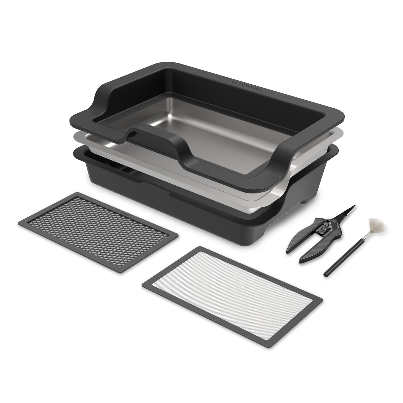 AC Infinity Trim Tray Set – Trimtablett Gross 50 cm 3 Schalen 2 Siebe zum Pflanzen trimmen und Harz/Pollen sammeln.