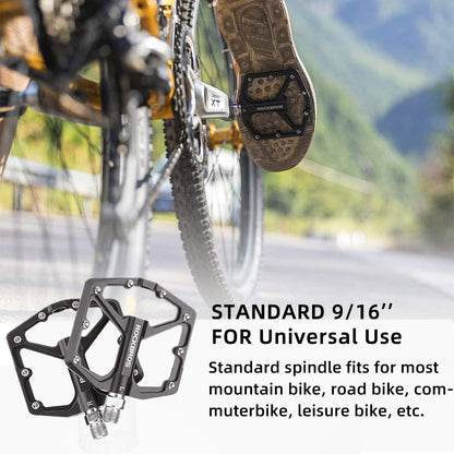 ROCKBROS Flachpedale Aluminium CNC 9/16 Zoll für MTB Rennrad Gravel