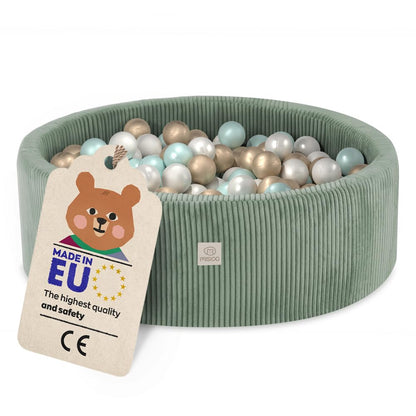 MISIOO Kinder Bällebad Schaumstoff 90x30cm – 200 Bälle. Rundes Bällebad aus Schaumstoff für Kinder zum Spielen.