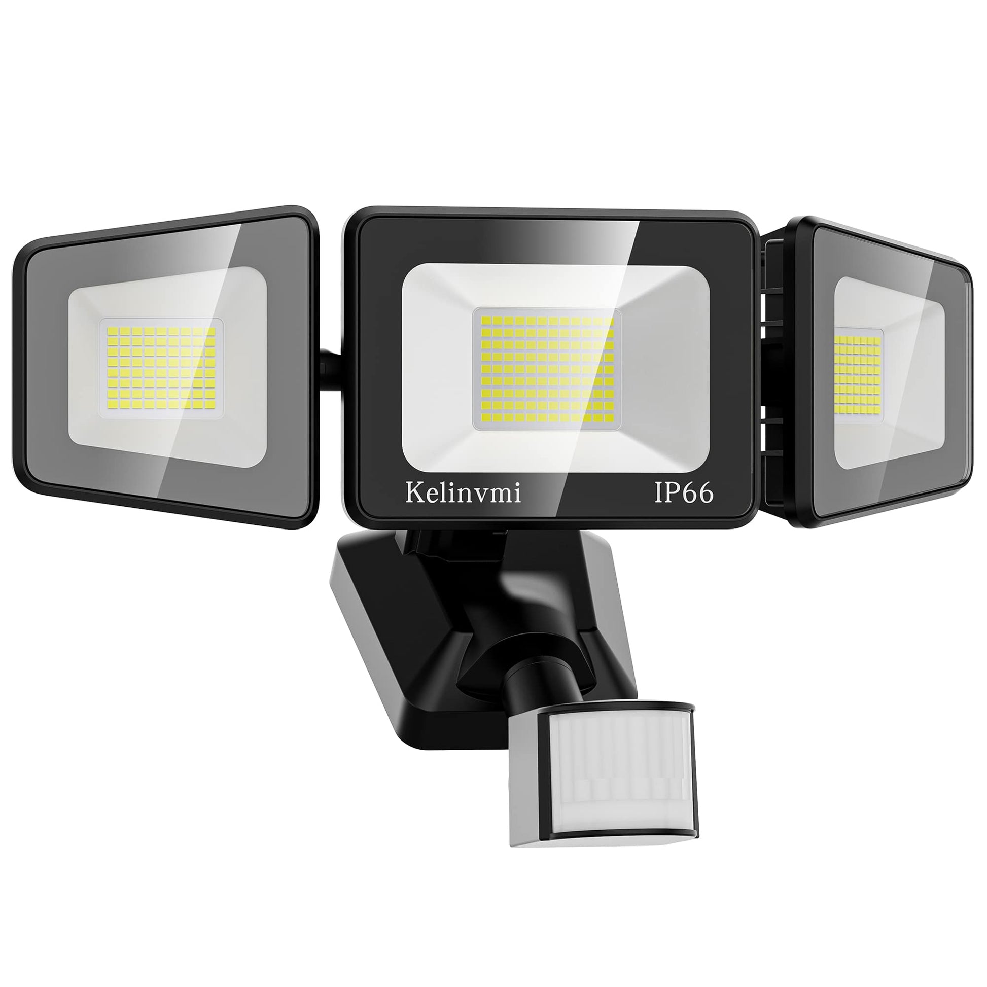 LED Flutlicht Aussen 120W – Bewegungsmelder 4500K IP66. Schwarzes, rechteckiges Flutlicht für automatische Aussenbeleuchtung (4500K), IP66.