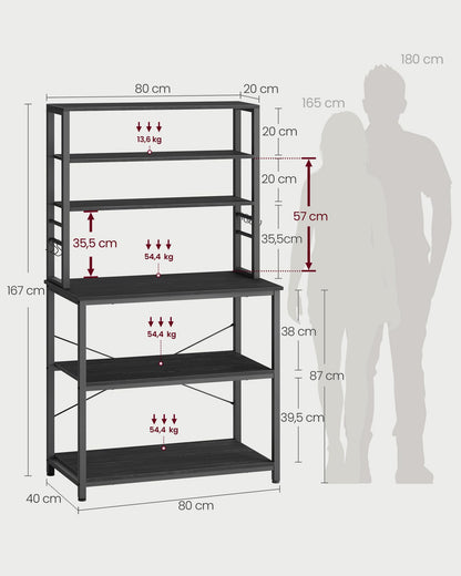 VASAGLE KKS019B22 Küchenregal Industrie-Design Anthrazitgrau