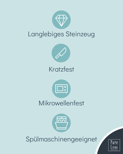 Pure Living Rustic Steingut Geschirrset 24 tlg. Rauchblau