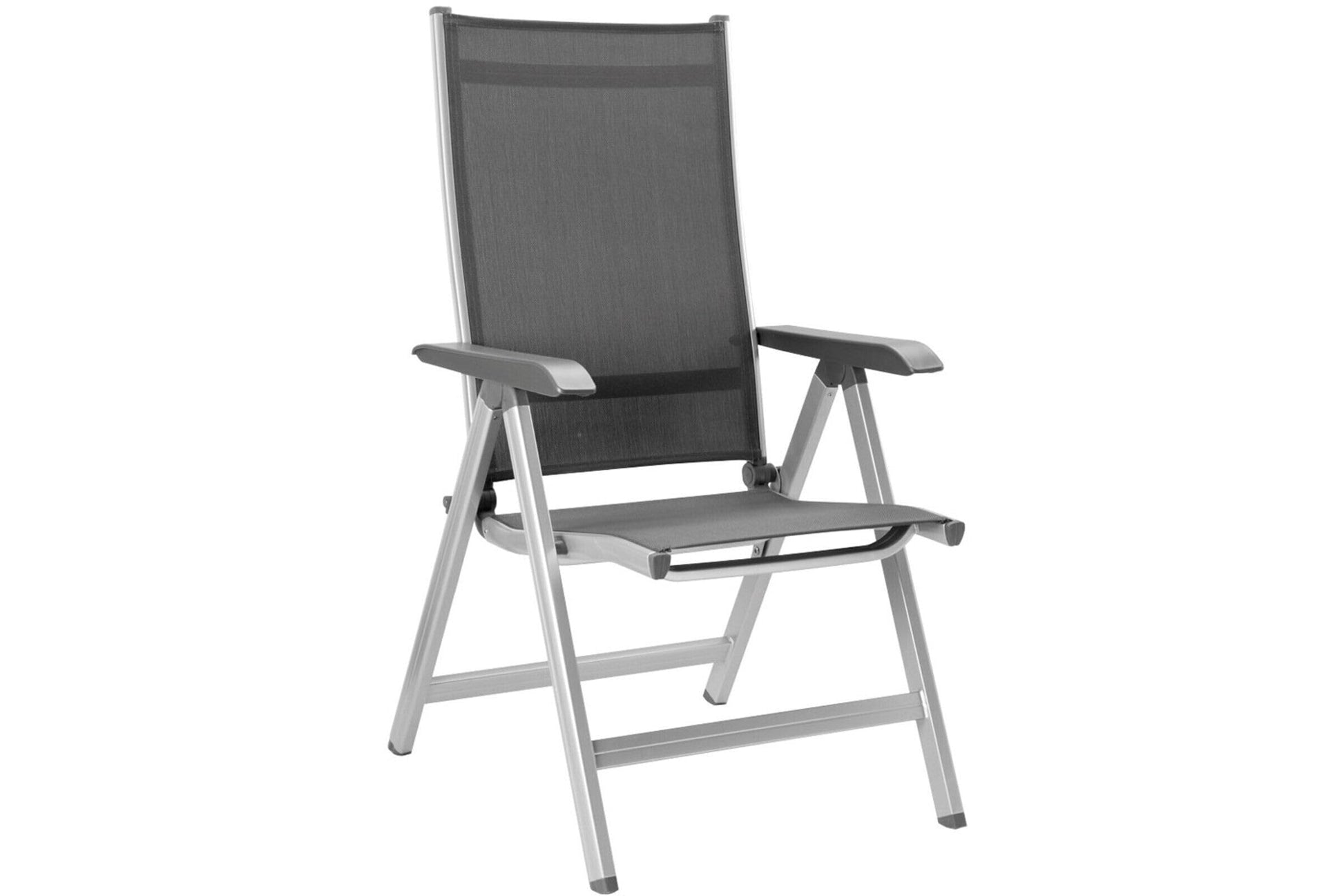 Kettler Basic Plus Advantage Gartenstuhl Hochlehner in Silber/Anthrazit. Stabiler Hochlehner zum komfortablen Sitzen im Garten.