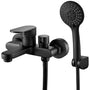 Hermodly Badewannenarmatur mit Handbrause, schwarz matt, Wandmontage – Einhebelmischer aus Messing